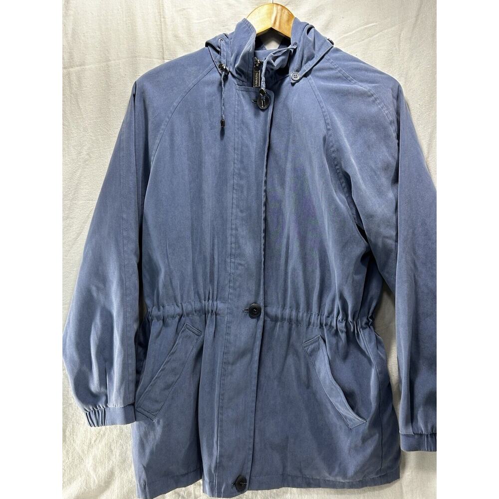 LONDON FOG All purpose Cinch Waist Dusty Blue Hooded Jacket Size Small